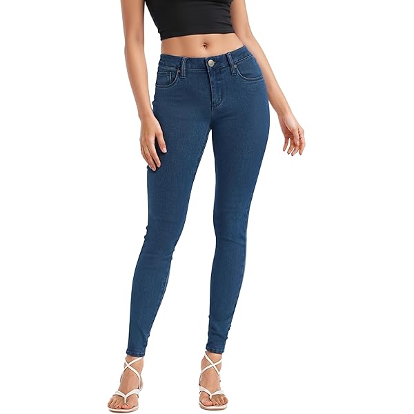 Hybrid & Company Women's Pull On Stretchy Mid Rise Skinny Fit